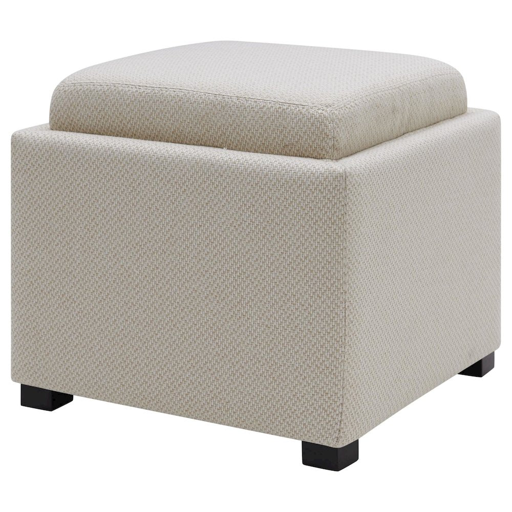 Cameron Fabric Square Storage Ottoman w/ tray
