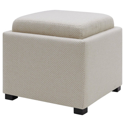 Cameron Fabric Square Storage Ottoman w/ tray
