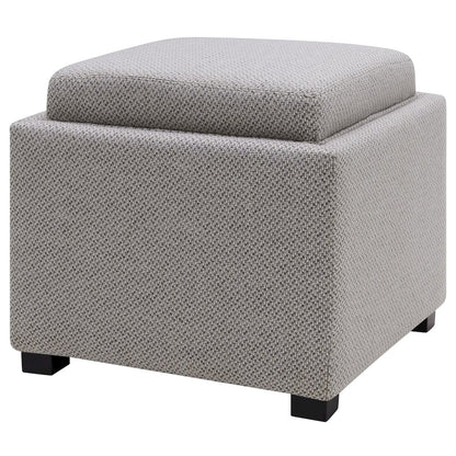 Cameron Fabric Square Storage Ottoman w/ tray