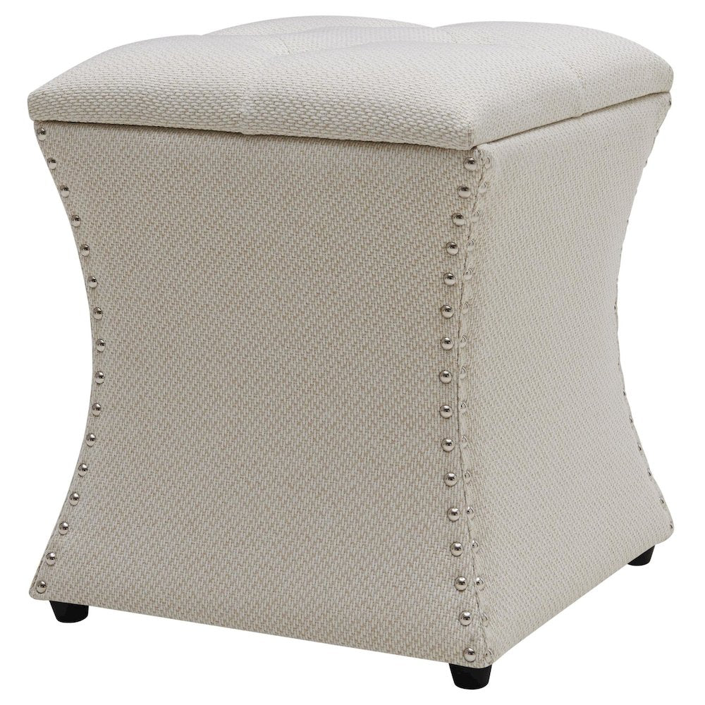 Amelia Fabric Nailhead Tufted Storage Ottoman