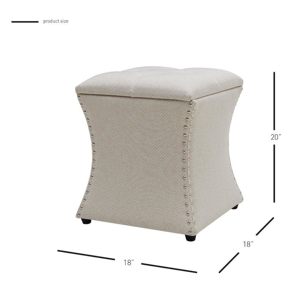 Amelia Fabric Nailhead Tufted Storage Ottoman