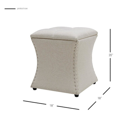Amelia Fabric Nailhead Tufted Storage Ottoman