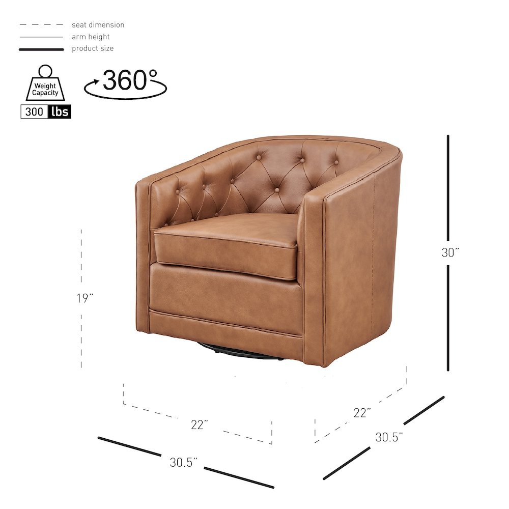Walsh Top Grain Leather Swivel Accent Arm Chair