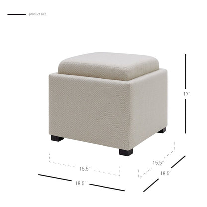 Cameron Fabric Square Storage Ottoman w/ tray
