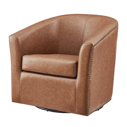 Ernest Faux Leather Swivel Accent Arm Chair