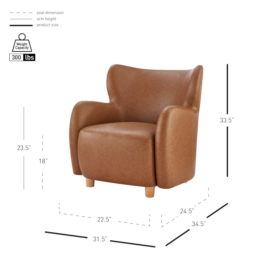 Tiffany Faux Leather Accent Arm Chair