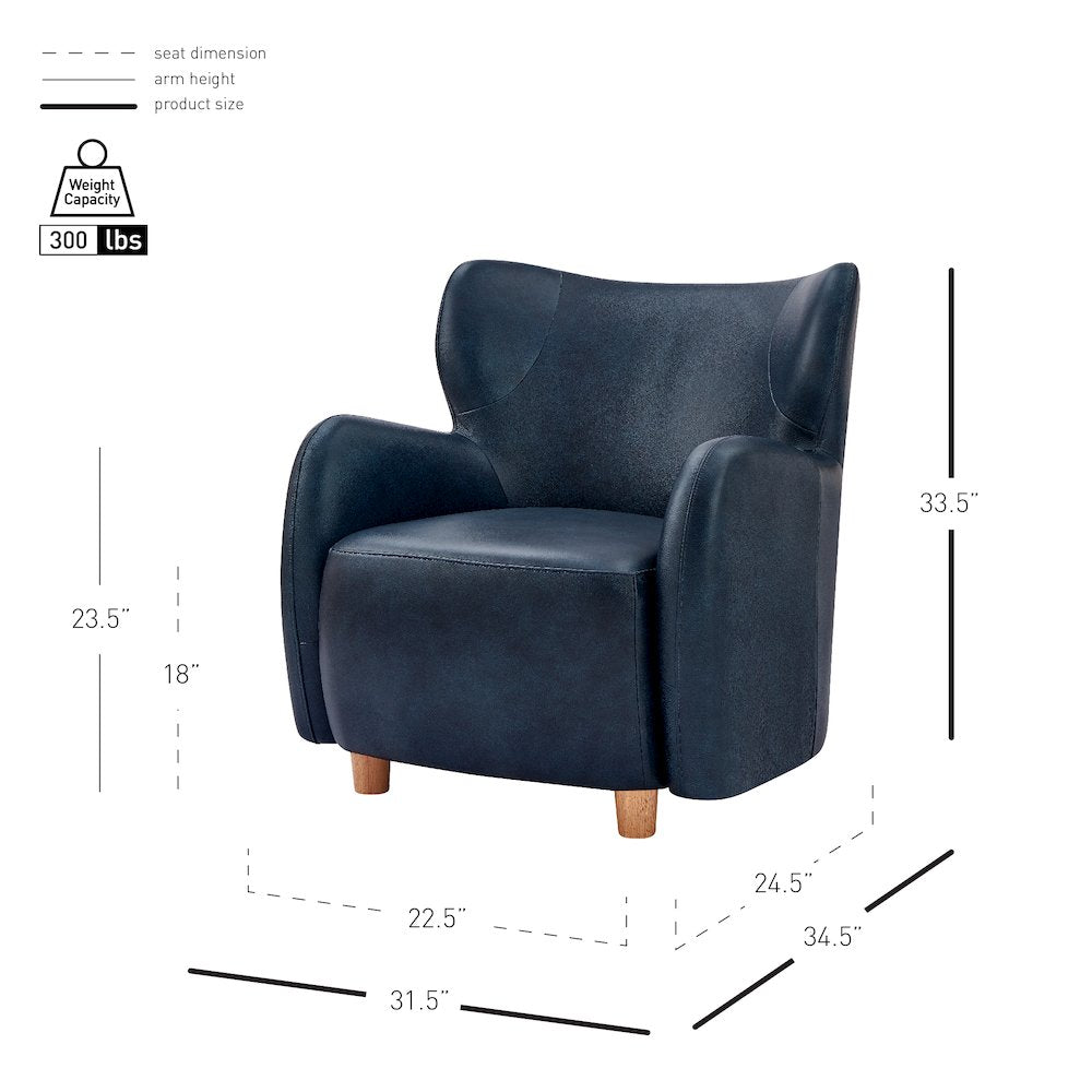 Tiffany Top Grain Leather Accent Arm Chair