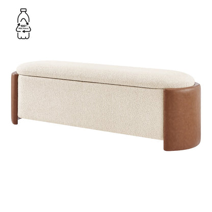 Alyssa Boucle/Faux Leather Storage Bench