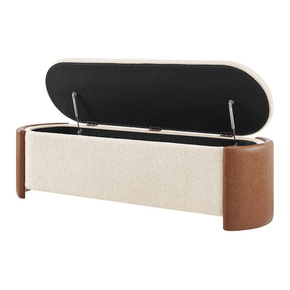 Alyssa Boucle/Faux Leather Storage Bench