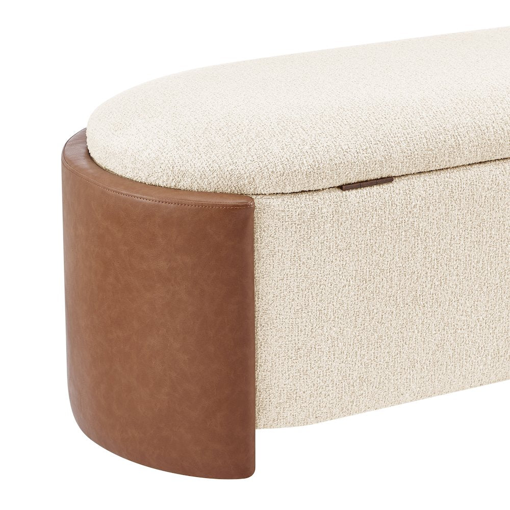 Alyssa Boucle/Faux Leather Storage Bench