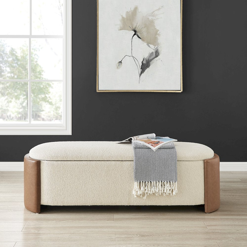 Alyssa Boucle/Faux Leather Storage Bench
