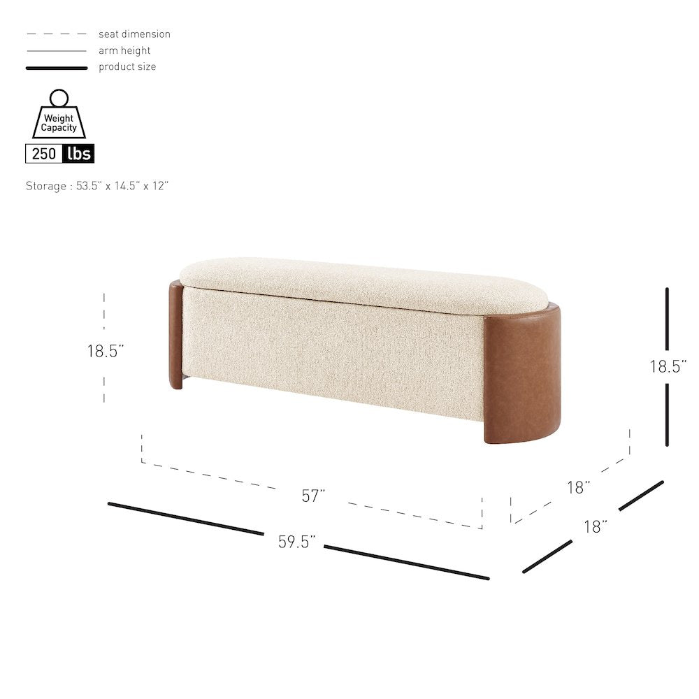 Alyssa Boucle/Faux Leather Storage Bench