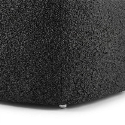 Boucle Fabric Big Ottoman with Solid Larch Wood Frame and Floor Accent