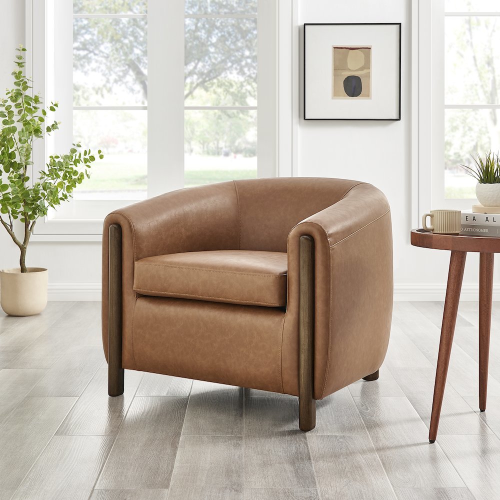 Ruth Faux Leather Accent Arm Chair