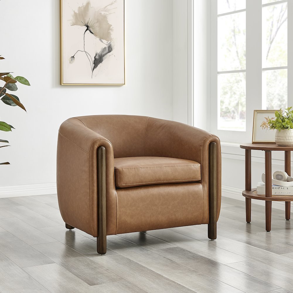 Ruth Faux Leather Accent Arm Chair