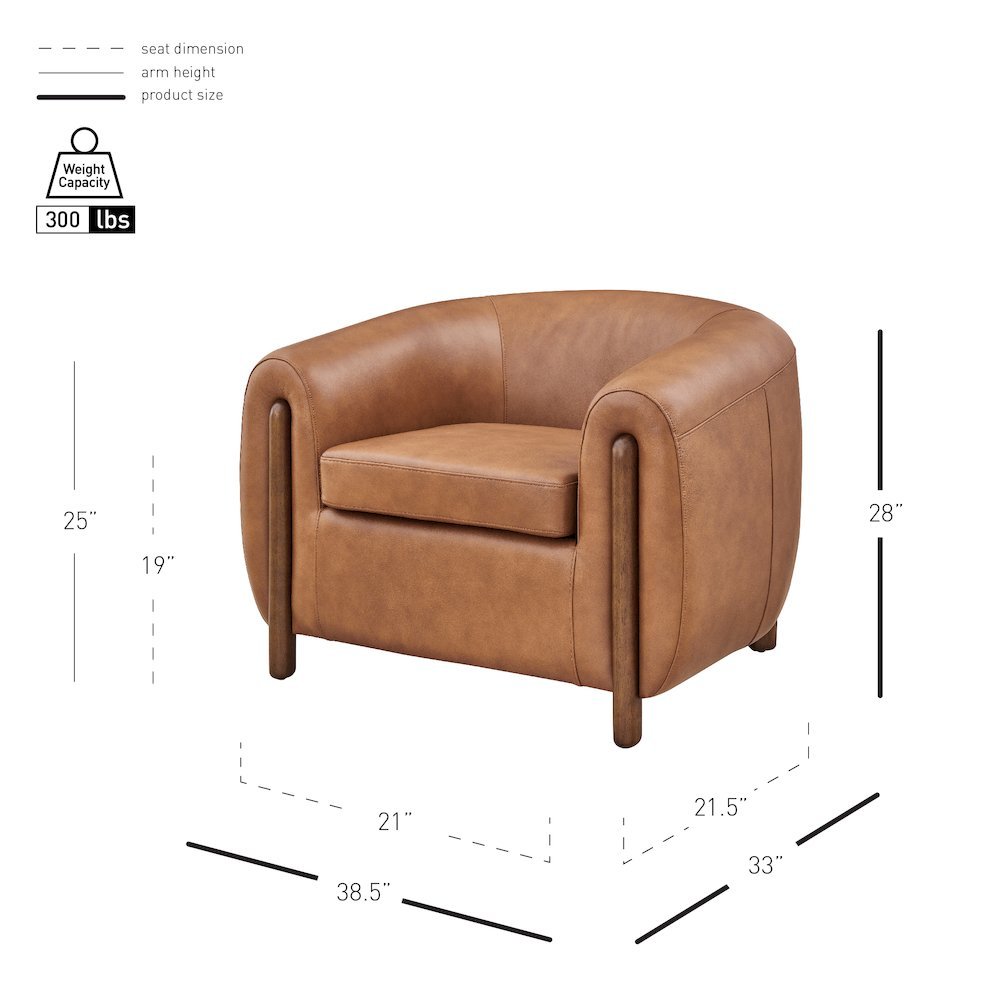 Cordelia Top Grain Leather Accent Arm Chair