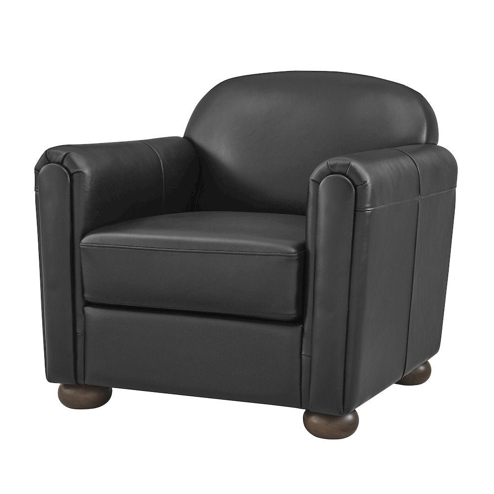 Grandora Accent Chair - Stolm Black Top Grain Leather