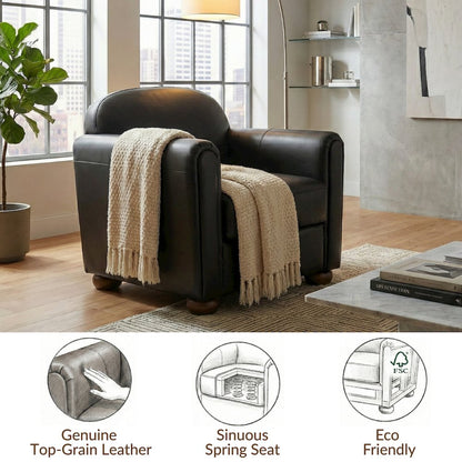 Grandora Accent Chair - Stolm Black Top Grain Leather