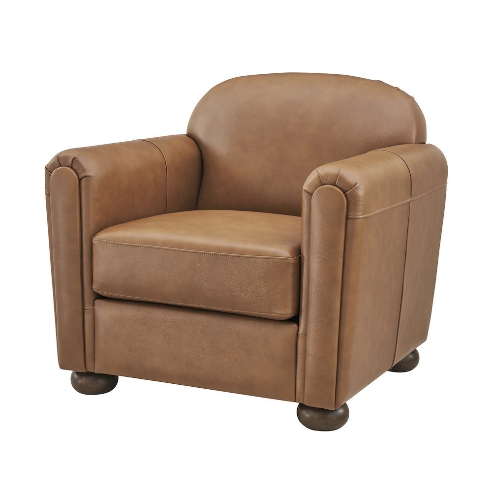 Grandora Accent Chair - Garrett Caramel Top Grain Leather