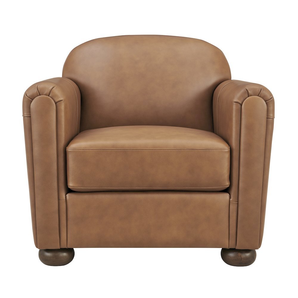 Grandora Accent Chair - Garrett Caramel Top Grain Leather