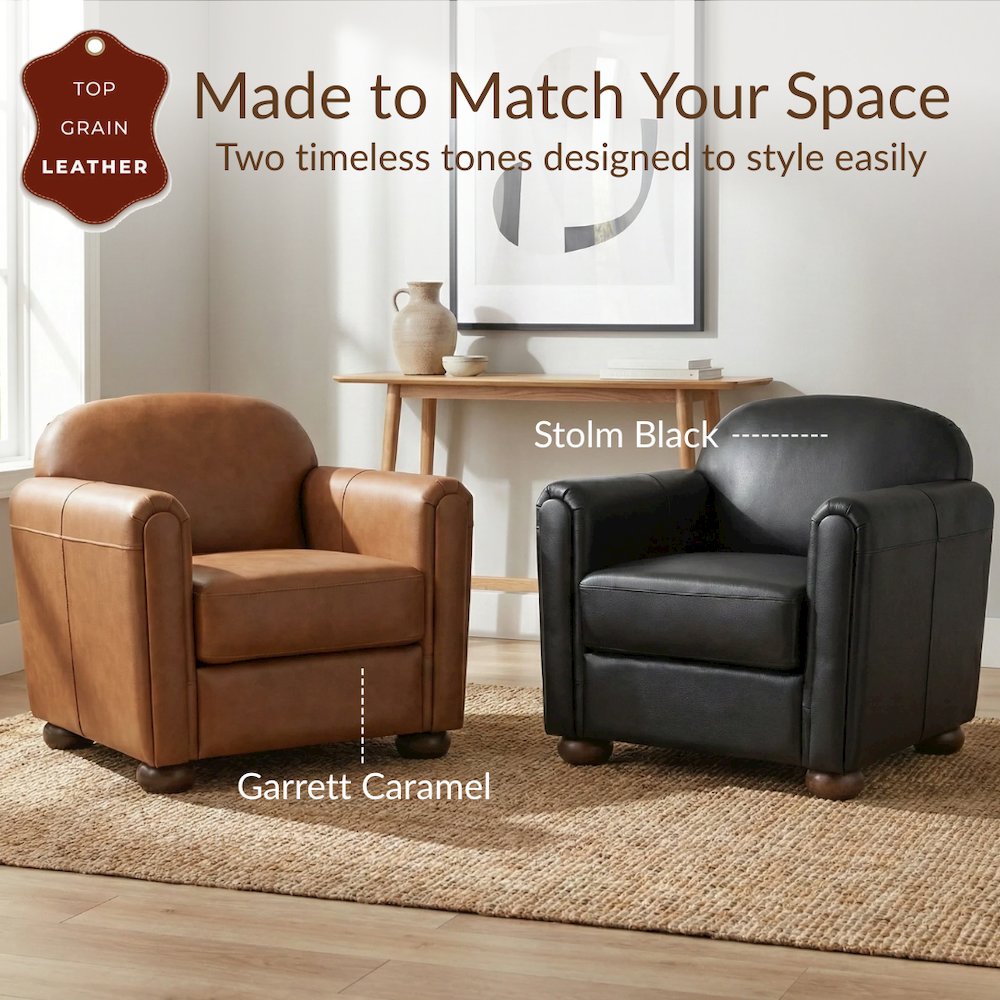 Grandora Accent Chair - Garrett Caramel Top Grain Leather