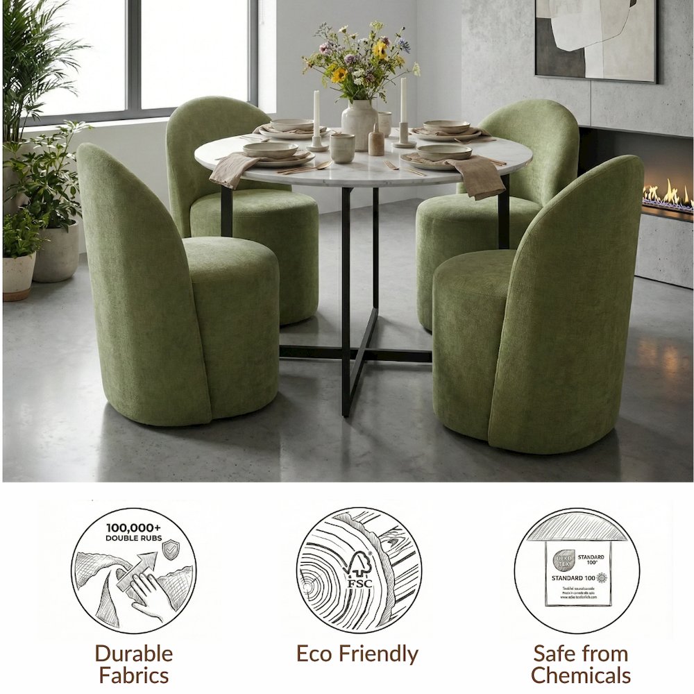 Cabrina Dining Side Chair w/ Casters - Millburry Beige Chenille