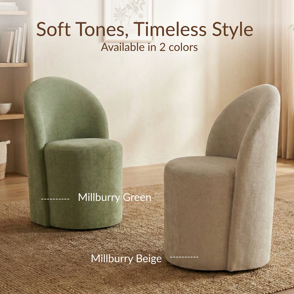 Cabrina Dining Side Chair w/ Casters - Millburry Beige Chenille
