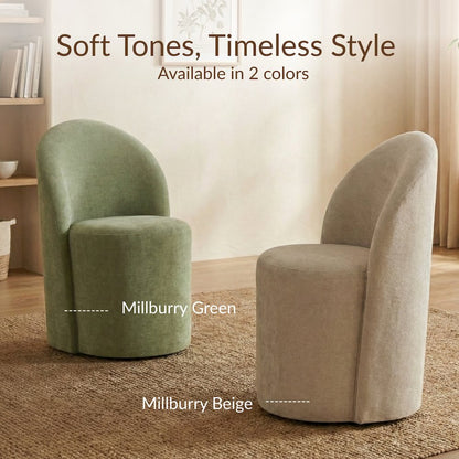 Cabrina Dining Side Chair w/ Casters - Millburry Beige Chenille