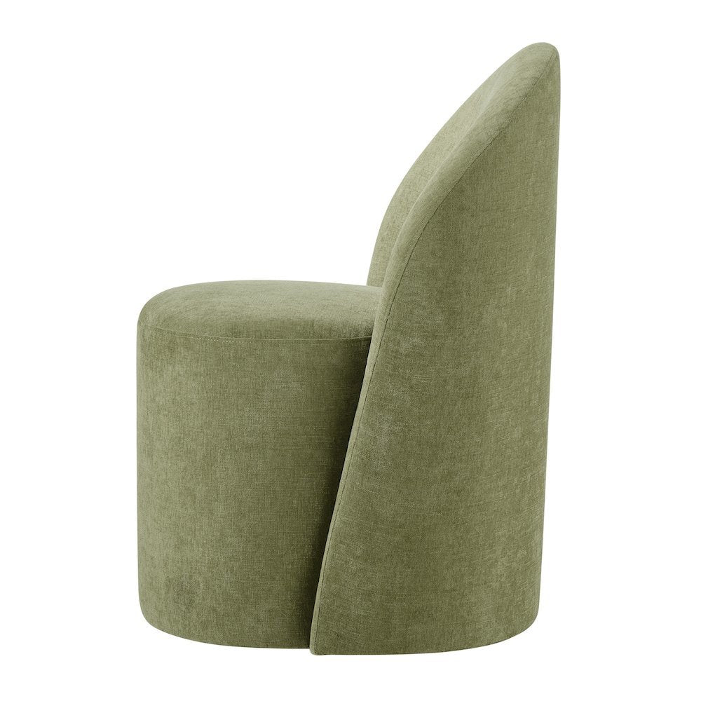 Cabrina Dining Side Chair w/ Casters - Millburry Green Chenille