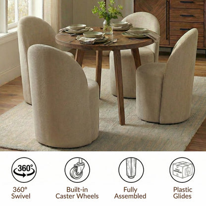Cabrina Dining Side Chair w/ Casters - Millburry Green Chenille