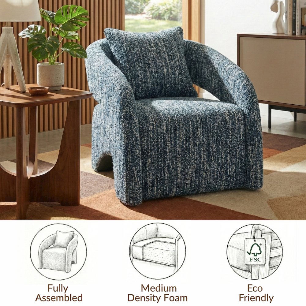 Lunessa Accent Arm Chair - Dappled Taupe Boucle
