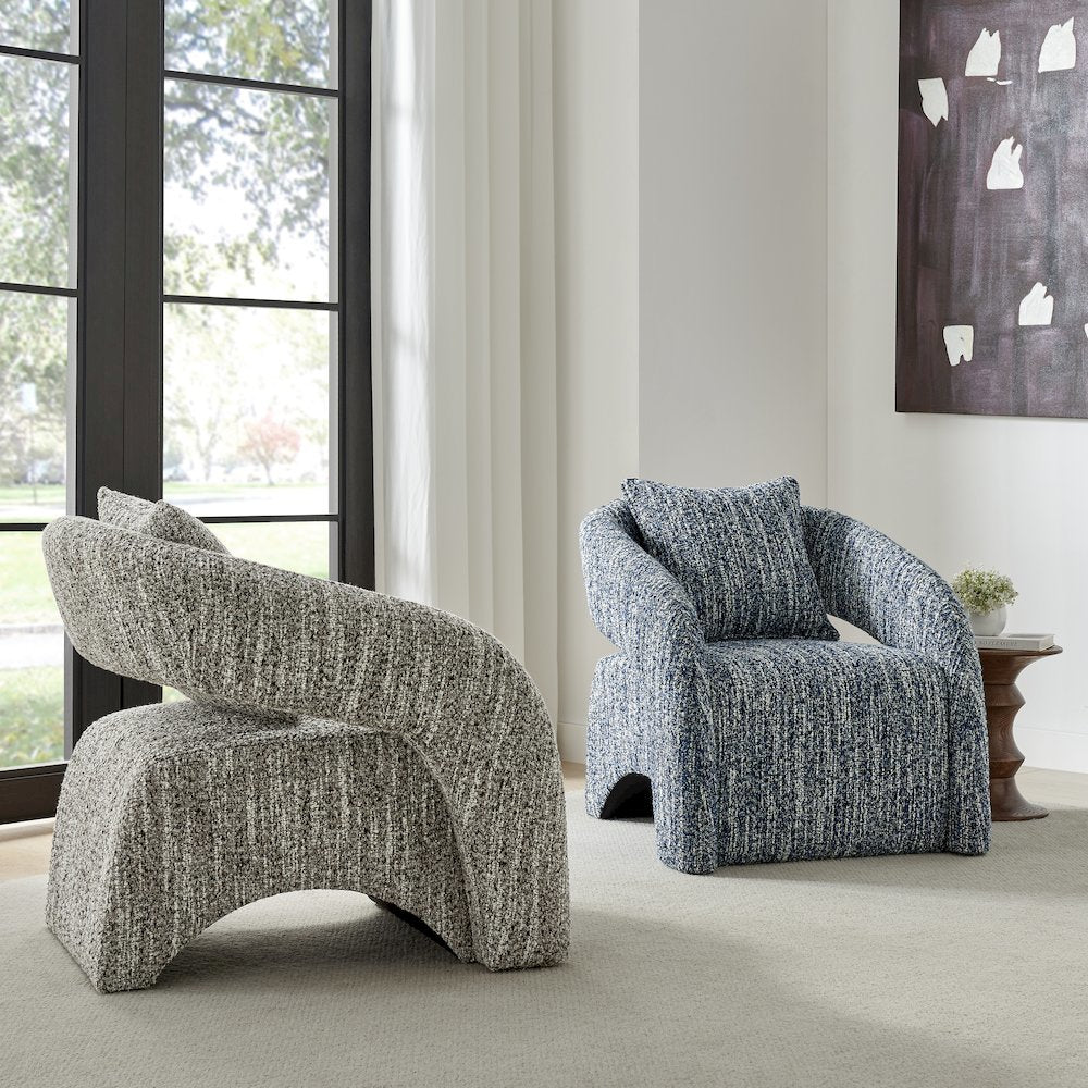 Lunessa Accent Arm Chair - Dappled Blue Boucle