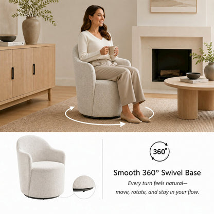 Zia Swivel Accent Chair - Mila Ivory