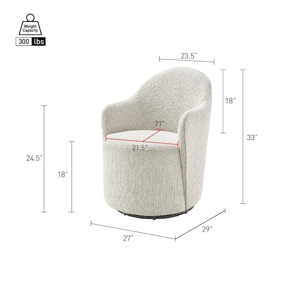 Zia Swivel Accent Chair - Mila Ivory