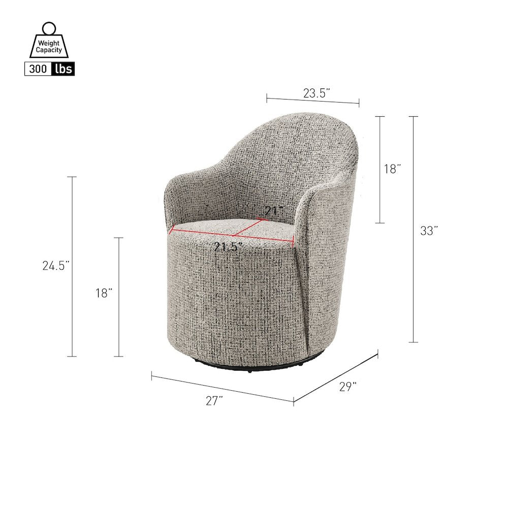Zia Swivel Accent Chair - Mila Taupe