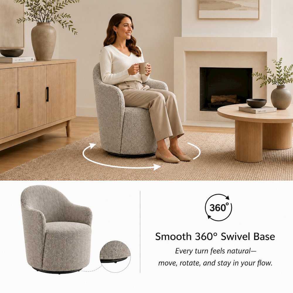 Zia Swivel Accent Chair - Mila Taupe