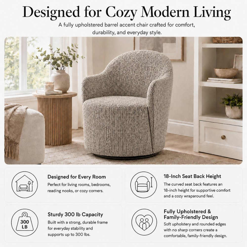 Zia Swivel Accent Chair - Mila Taupe