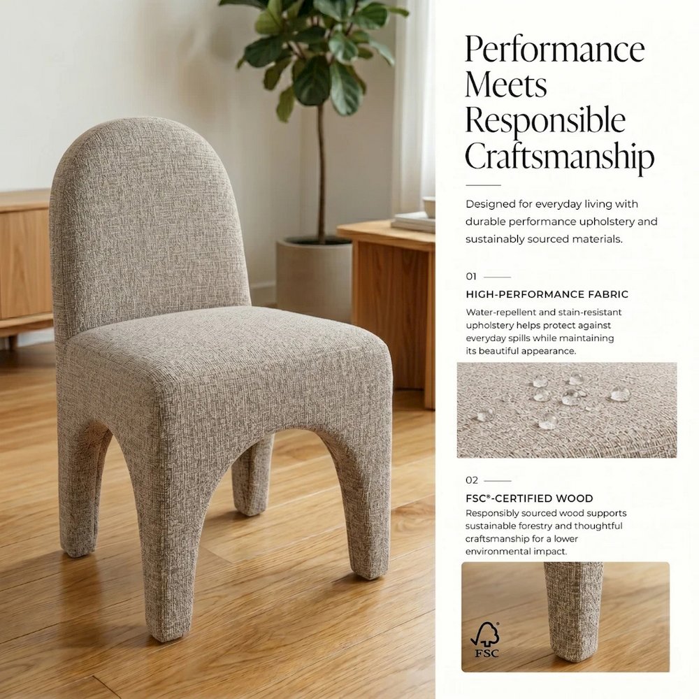 Vano Dining Side Chair - Nara Sand Chenille