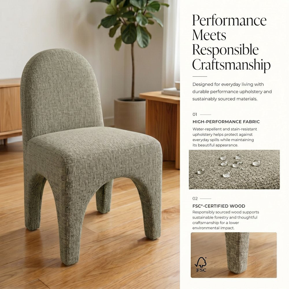 Vano Dining Side Chair - Nara Olive Chenille