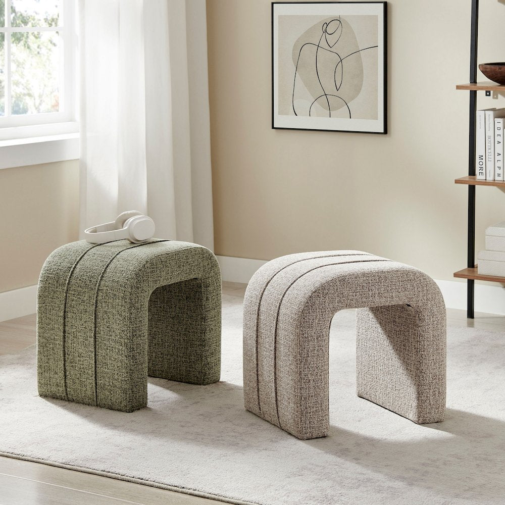 Rivo Ottoman - Nara Sand Chenille