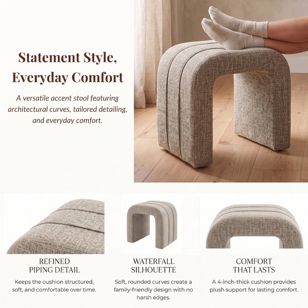 Rivo Ottoman - Nara Sand Chenille