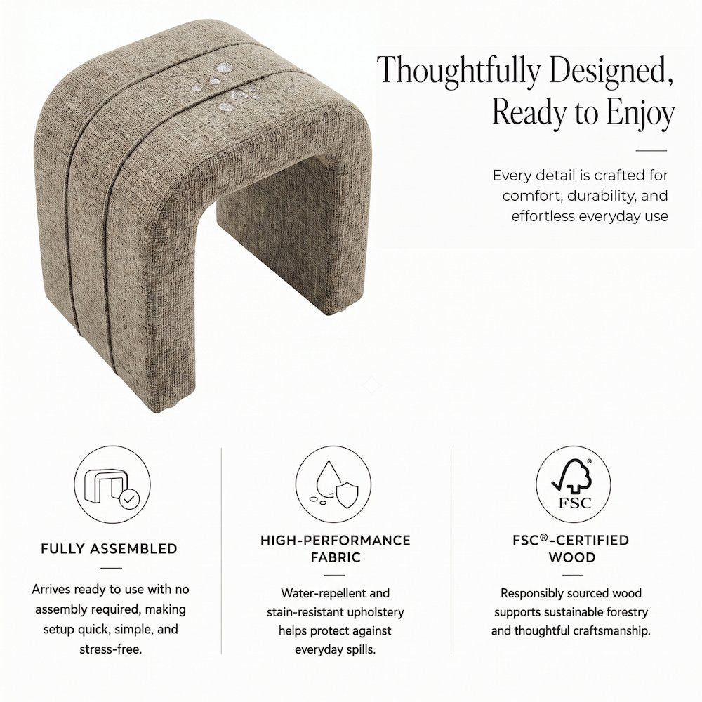 Rivo Ottoman - Nara Sand Chenille