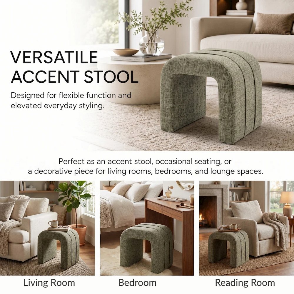 Rivo Ottoman - Nara Olive Chenille