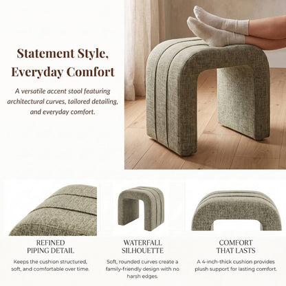 Rivo Ottoman - Nara Olive Chenille