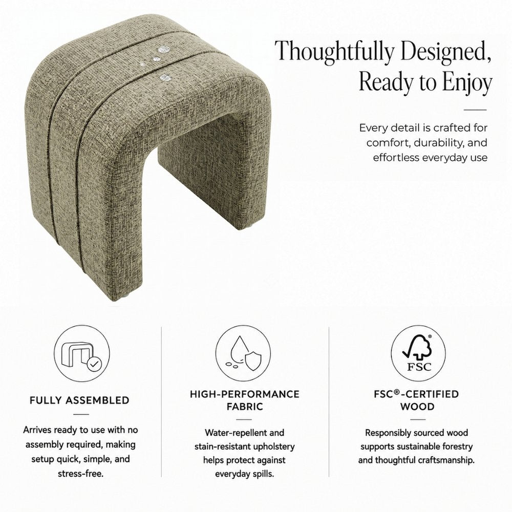 Rivo Ottoman - Nara Olive Chenille