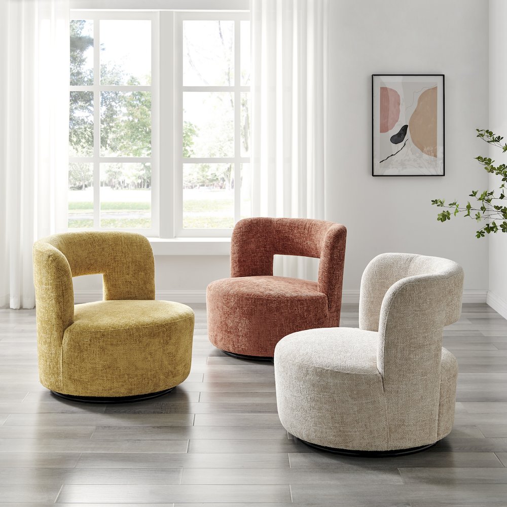 Jazzlyn Chenille Swivel Accent Chair
