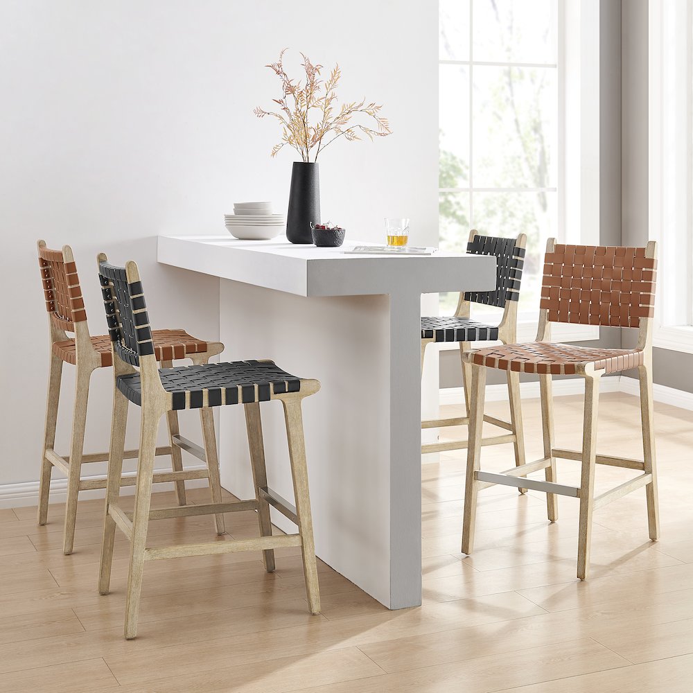 Marco Faux Leather Counter Stool Drift Wood Frame