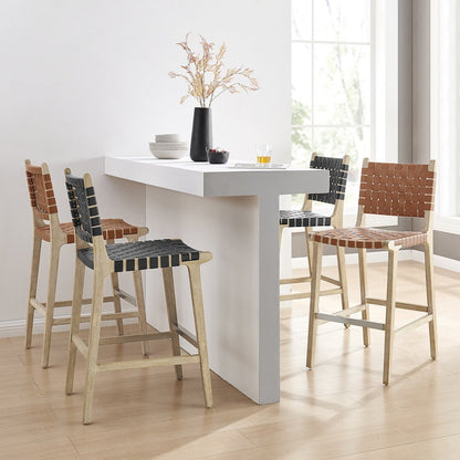Marco Faux Leather Counter Stool Drift Wood Frame