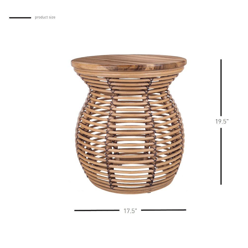 Quito Rattan Side/ End Table  w/ Wood Top