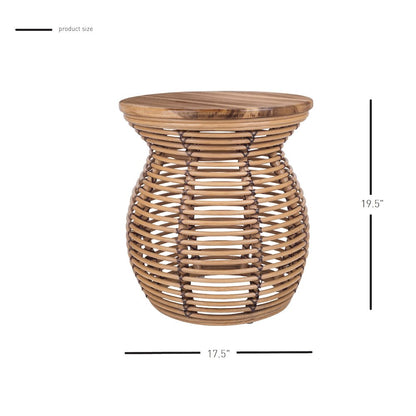 Quito Rattan Side/ End Table  w/ Wood Top